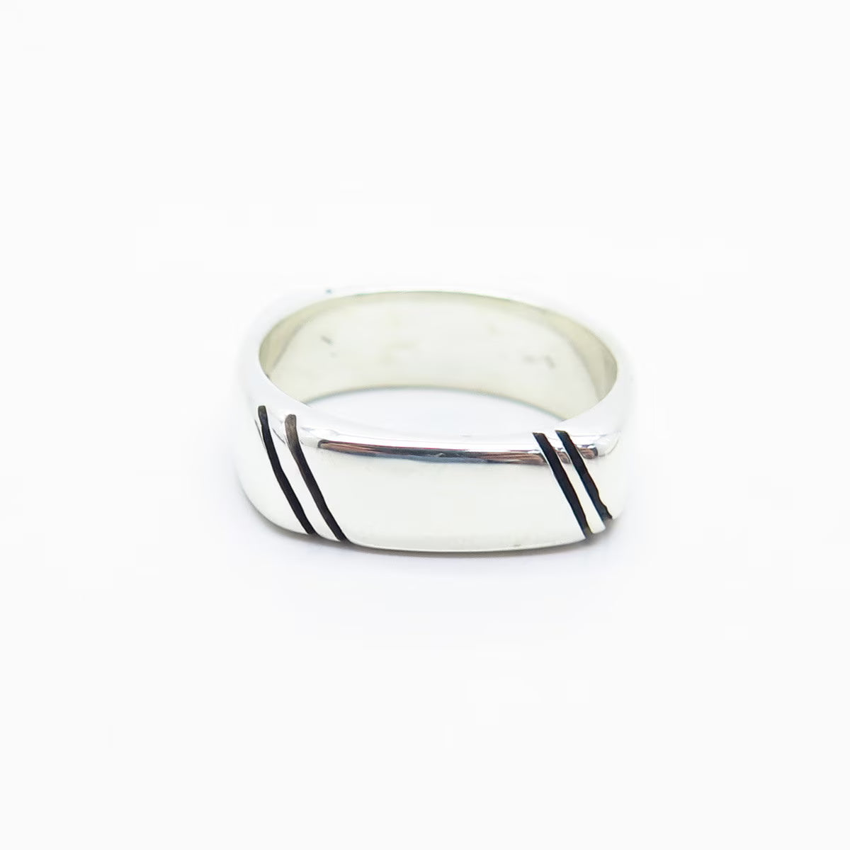 925 Sterling Silver Vintage Striped Band Ring Size 7.25