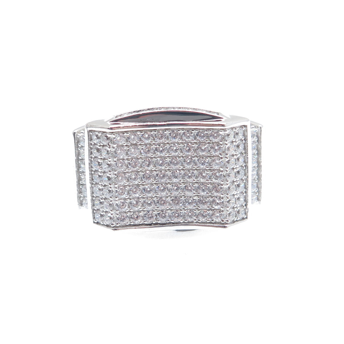 925 Sterling Silver Round-Cut Shaped C Z Sparkle Shied Ring Size 10.25