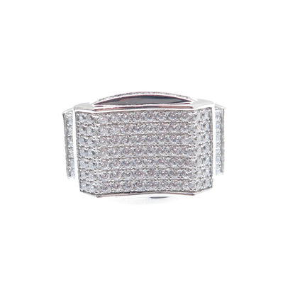 925 Sterling Silver Round-Cut Shaped C Z Sparkle Shied Ring Size 10.25
