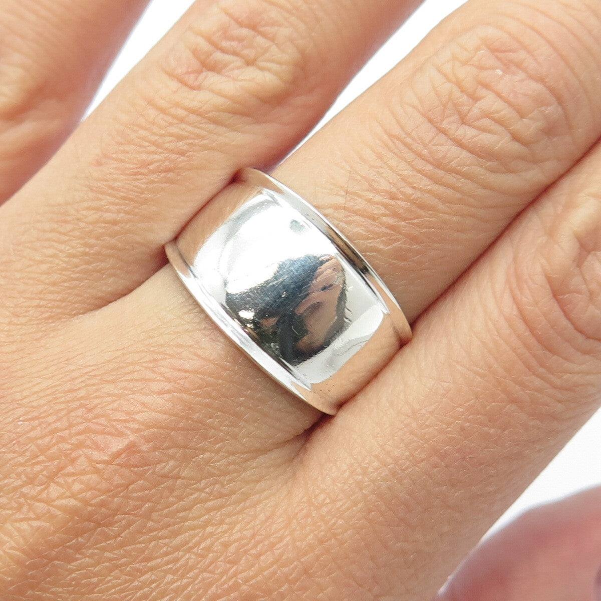 925 Sterling Silver Vintage Modernist Ring Size 9.75