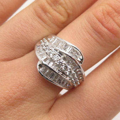 925 Sterling Silver MEDA C Z Wrapped Ring Size 7.75