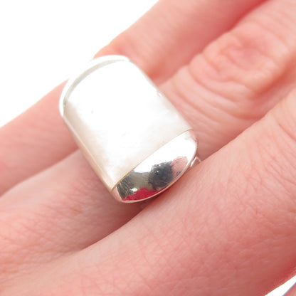 925 Sterling Silver Vintage Real MOP Modernist Ring Size 7