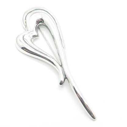 925 Sterling Silver Vintage Zina Open Modernist Heart Pin Brooch
