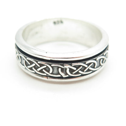 925 Sterling Silver Vintage Celtic Knot Rotating Band Ring Size 11