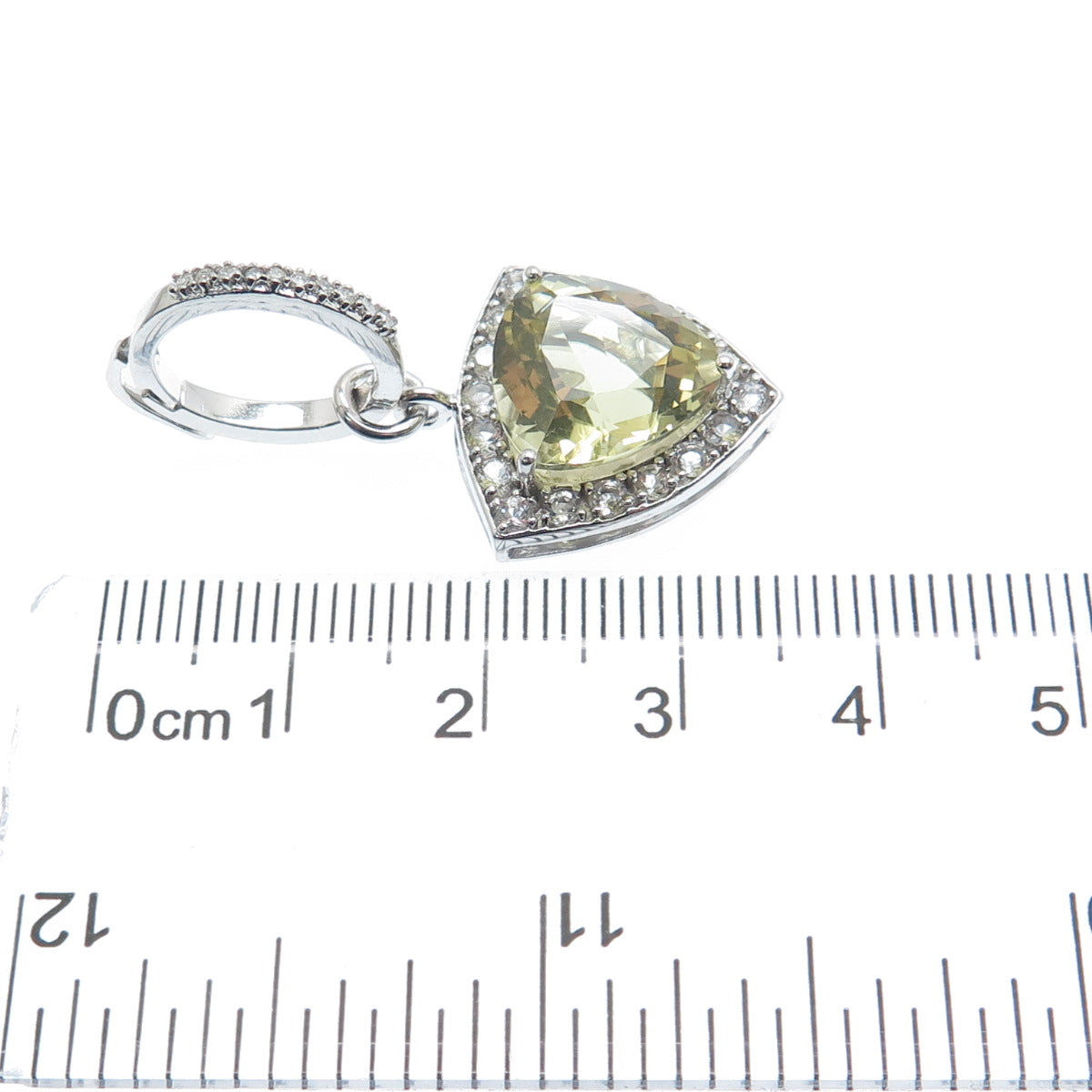 FADI 925 Sterling Silver Real Diamond White Topaz & Citrine Charm Pendant