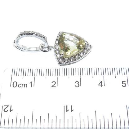 FADI 925 Sterling Silver Real Diamond White Topaz & Citrine Charm Pendant