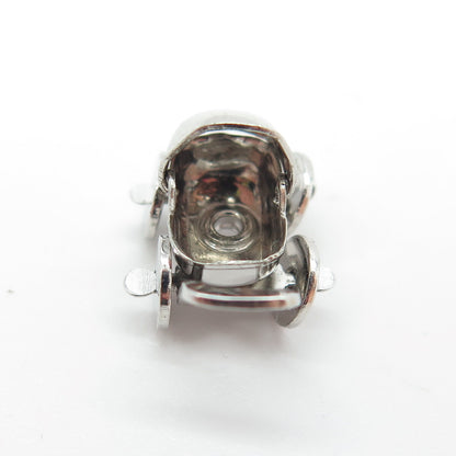 925 Sterling Silver Vintage Baby Carriage Minimalist 3D Charm Pendant