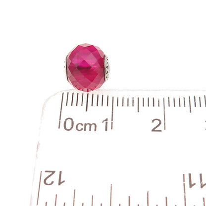 Pandora 925 Sterling Silver Pink Crystal Essence Happiness Slide Bead Charm