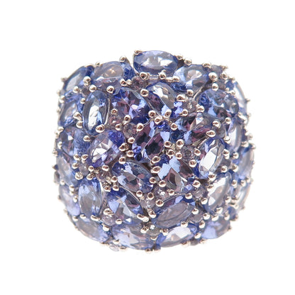Chuck Clemency 925 Sterling Silver Real Tanzanite Cluster Ring Size 8.25