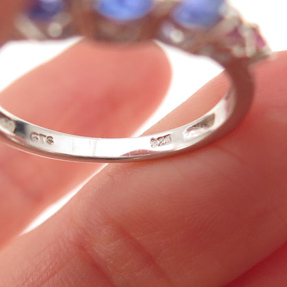 Chuck Clemency 925 Sterling Silver 2-Tone Real Tanzanite Amethyst Ring Size 8.25