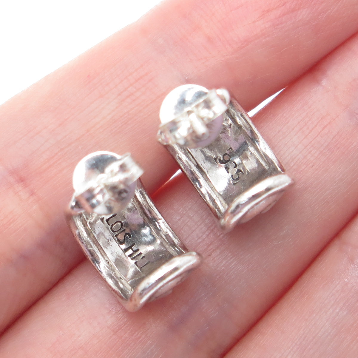 LOIS HILL 925 Sterling Silver Vintage Signature Scroll Hoop Earrings
