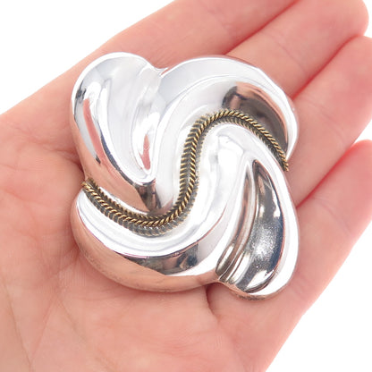 LATON 925 Sterling Silver 2-Tone Vintage Mexico Modernist Pin Brooch / Pendant
