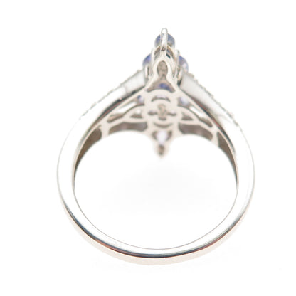 Chuck Clemency 925 Sterling Silver Real Tanzanite & White Topaz Ring Size 8.25