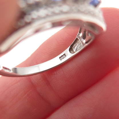 Chuck Clemency Sterling Silver Real Oval & Round-Cut Tanzanite Ring Size 8.75