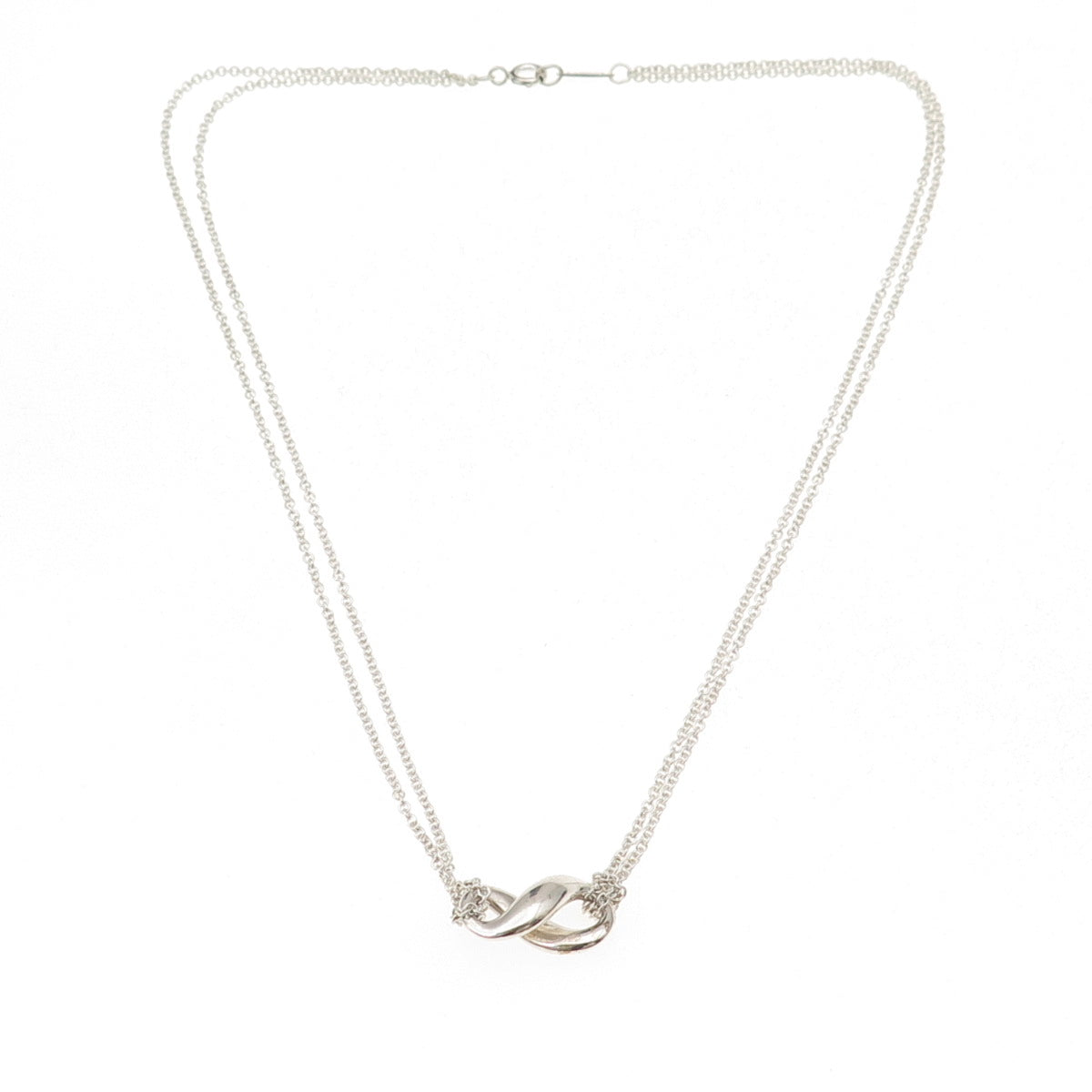 Tiffany & Co. 925 Sterling Silver Vintage Infinity Double Chain Necklace 16"