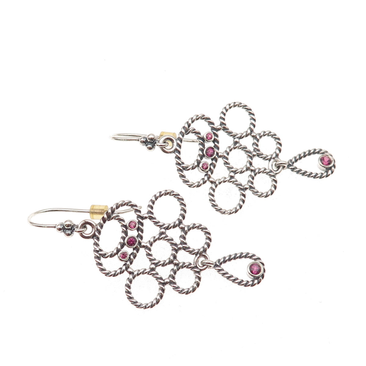 Pandora 925 Sterling Silver Real Amethyst Romance Dangle Earrings