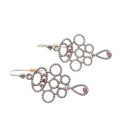 Pandora 925 Sterling Silver Real Amethyst Romance Dangle Earrings
