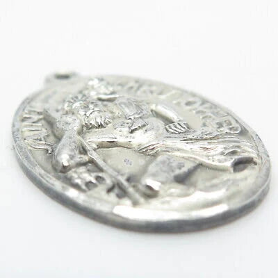925 Sterling Silver Vintage St. Christopher w/ Baby Religious Pendant