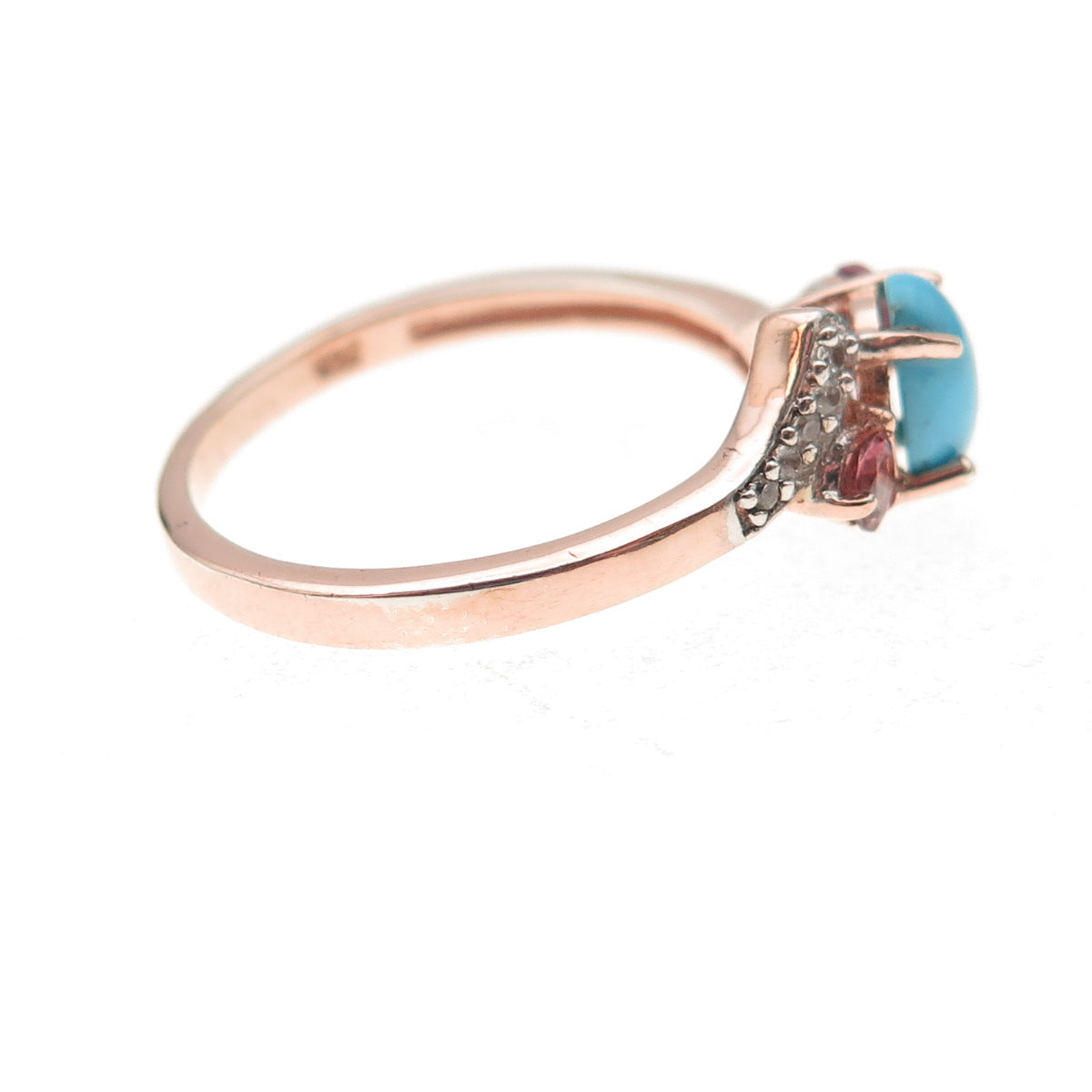 Chuck Clemency Sterling Gold Plated Real Turquoise Amethyst Topaz Ring Size 8.25