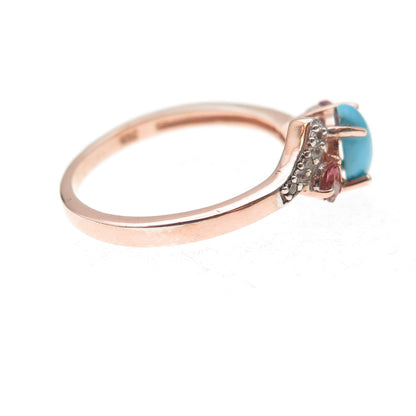 Chuck Clemency Sterling Gold Plated Real Turquoise Amethyst Topaz Ring Size 8.25