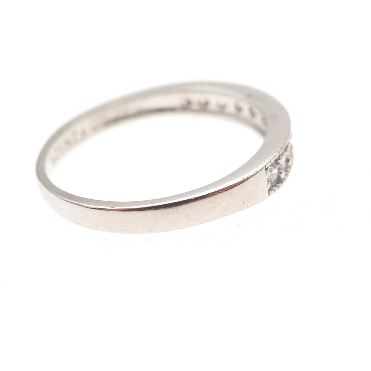 925 Sterling Silver Round-Cut C Z Half Eternity Band Ring Size 7.25