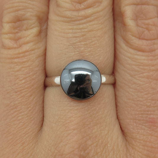 925 Sterling Silver Vintage Real Hematite Gemstone Ring Size 7.75