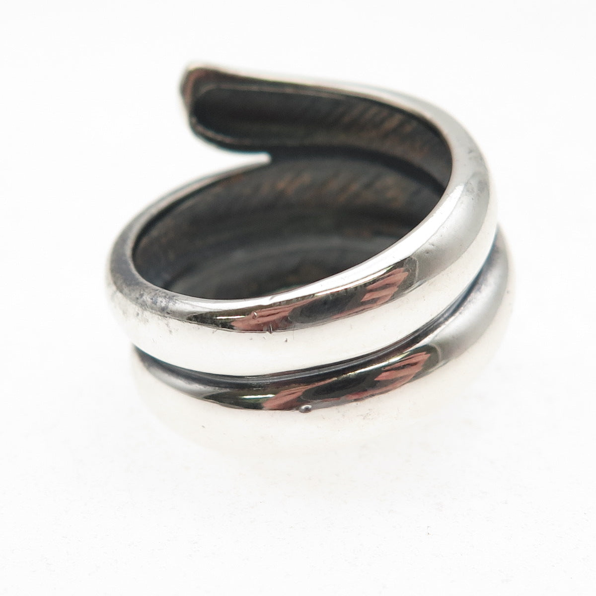 CID Clyde Duneier Sterling Silver Vintage Modernist Wrap Oxidized Ring Size 7.5
