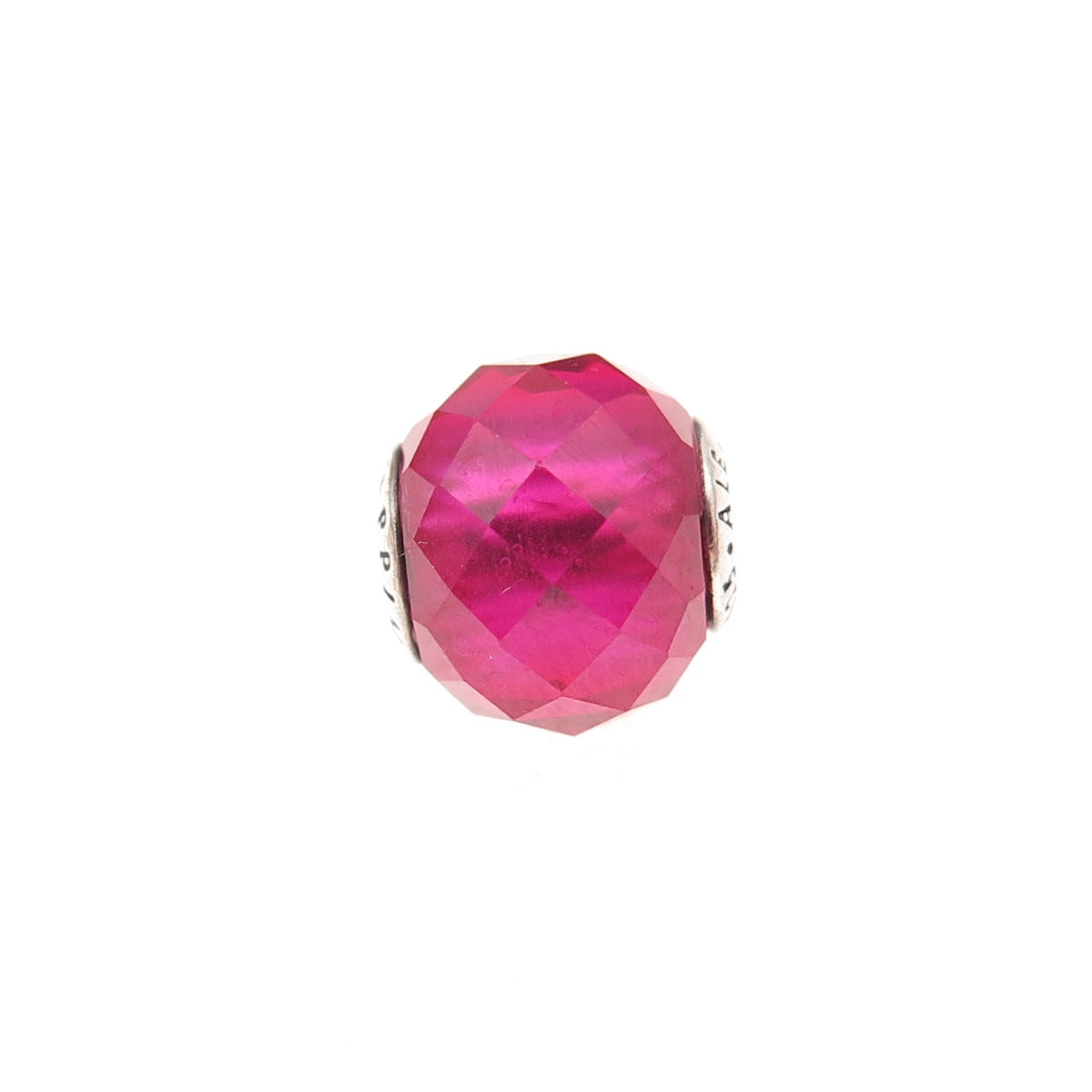 Pandora 925 Sterling Silver Pink Crystal Essence Happiness Slide Bead Charm