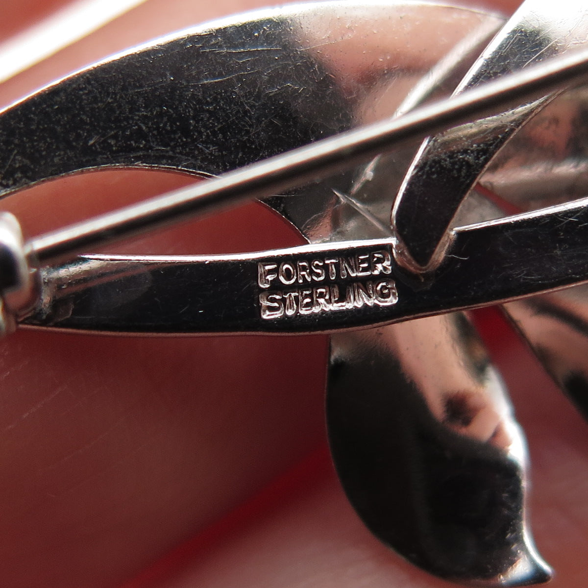 FORSTNER 925 Sterling Silver Vintage Modernist Floral Pin Brooch