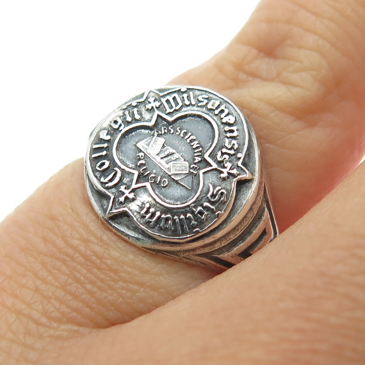 G. WM REISNER Sterling Silver Vintage Catholic Religious School Ring Size 4.75