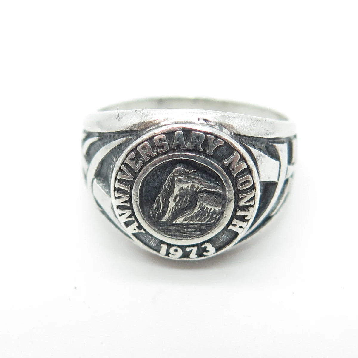 925 Sterling Silver Vintage 1973 Anniversary Month Signet Ring Size 7