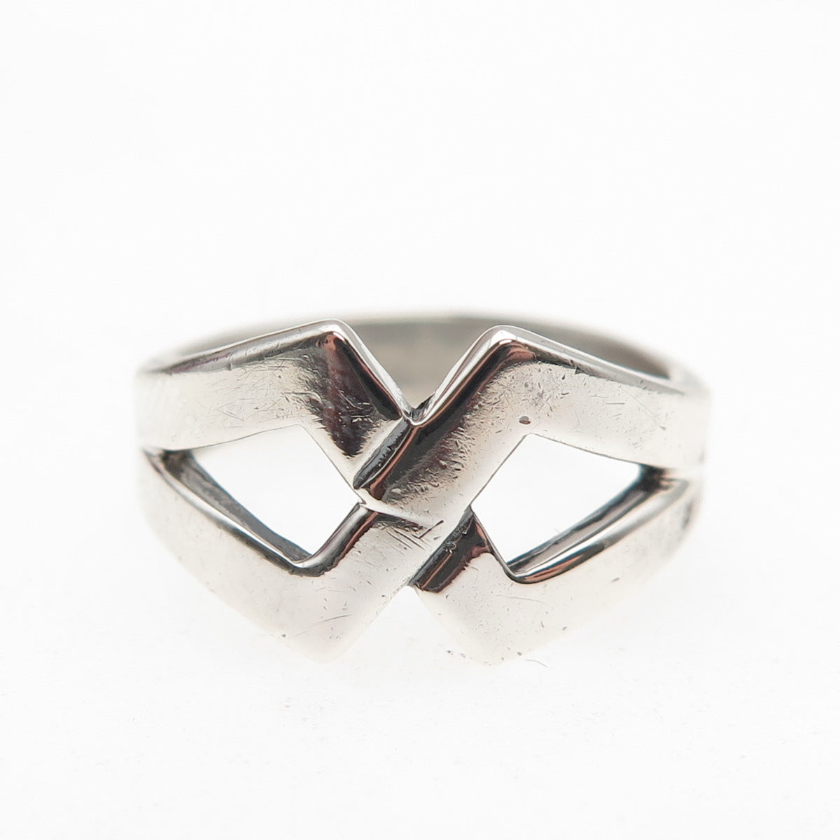 Cellini 925 Sterling Silver Vintage Modernist Infinity Oxidized Ring Size 7.5