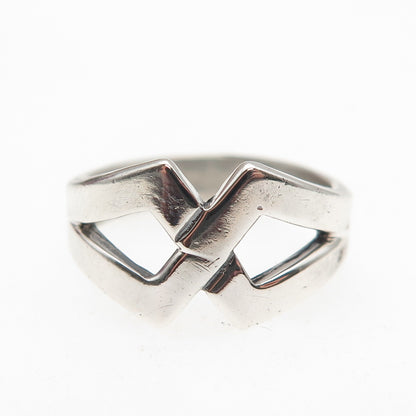 Cellini 925 Sterling Silver Vintage Modernist Infinity Oxidized Ring Size 7.5
