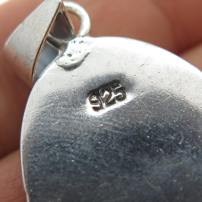 925 Sterling Silver Vintage Real Lone Mountain Turquoise Southwestern Pendant