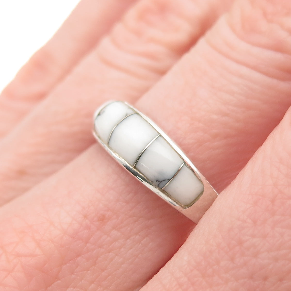 925 Sterling Silver Vintage Real Buffalo Turquoise Ring Size 8.75