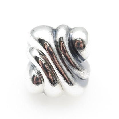 925 Sterling Silver Vintage Mexico Modernist Ribbed Dome Oxidized Ring Size 7