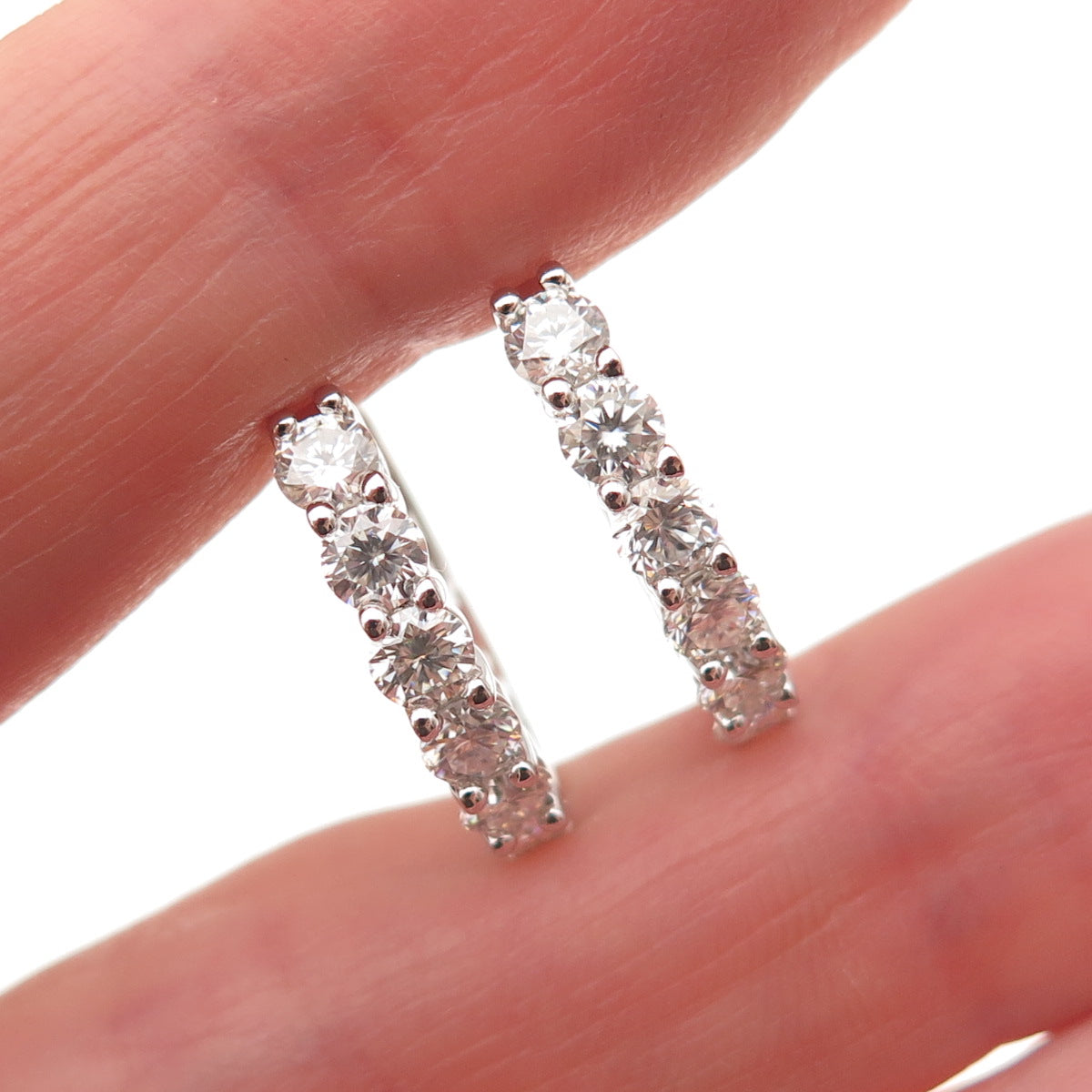 925 Sterling Silver Real Round-Cut Moissanite Hoop Earrings