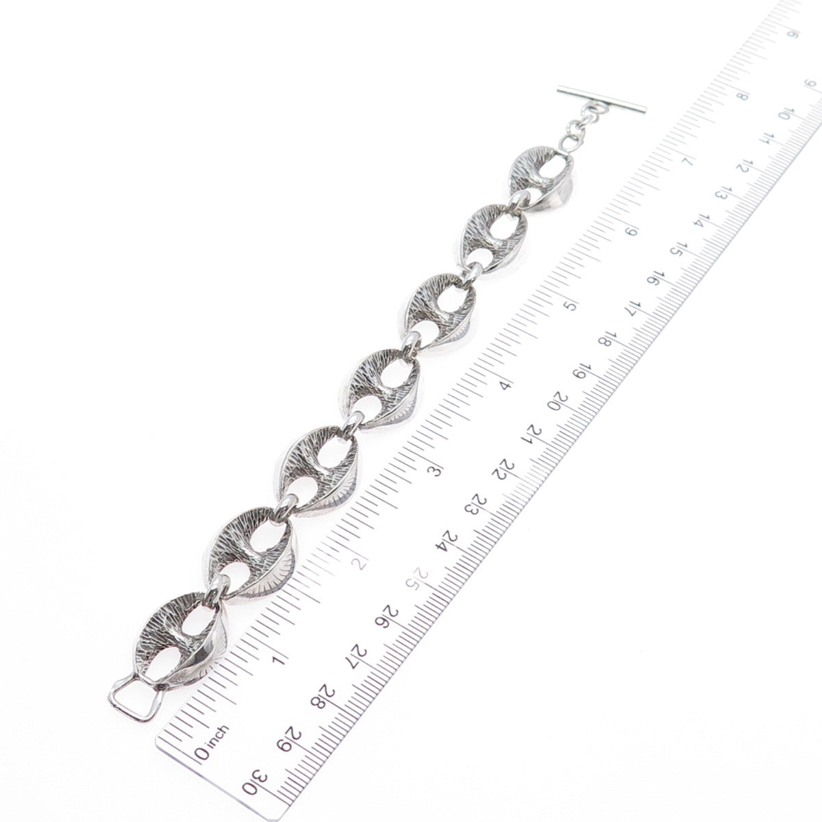 800 Silver Vintage Italy Anchor Mariner Link Oxidized Bracelet 6.75"