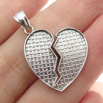 925 Sterling Silver Broken Heart Charm Pendant