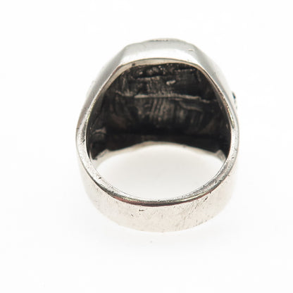 925 Sterling Silver Vintage Allah Islam Religious Oxidized Signet Ring Size 9