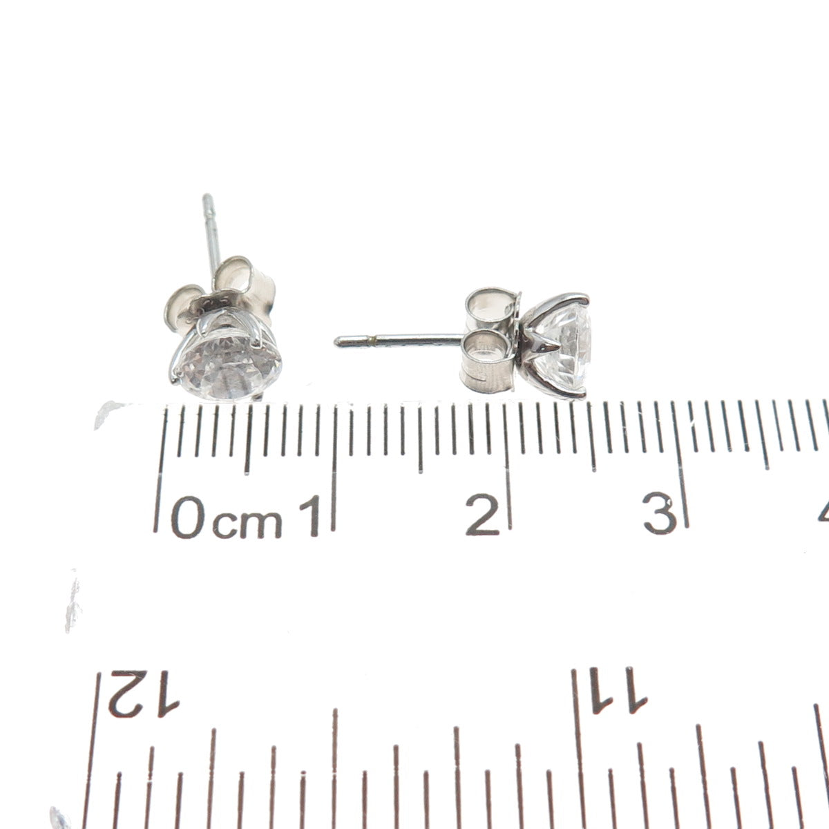 925 Sterling Silver Round-Cut C Z Stud Earrings