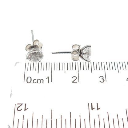 925 Sterling Silver Round-Cut C Z Stud Earrings