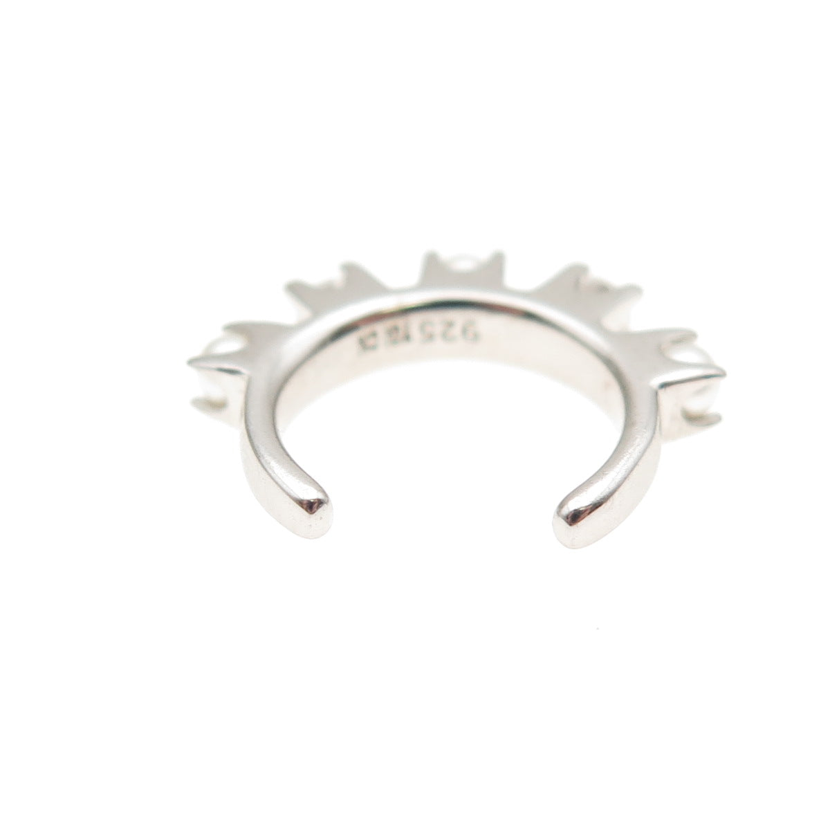 925 Sterling Silver Real Pearl & Round-Cut C Z SINGLE Cuff Earring