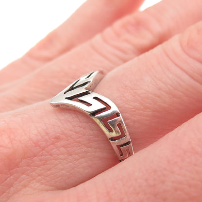 925 Sterling Silver Vintage V-Shape Oxidized Ring Size 6.5