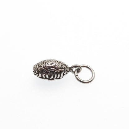 925 Sterling Silver Vintage Football Ball Oxidized Minimalist Charm Pendant
