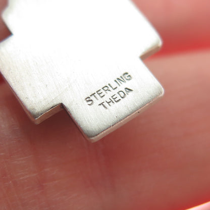 THEDA 925 Sterling Silver Vintage Jesus Cross Religious Pendant