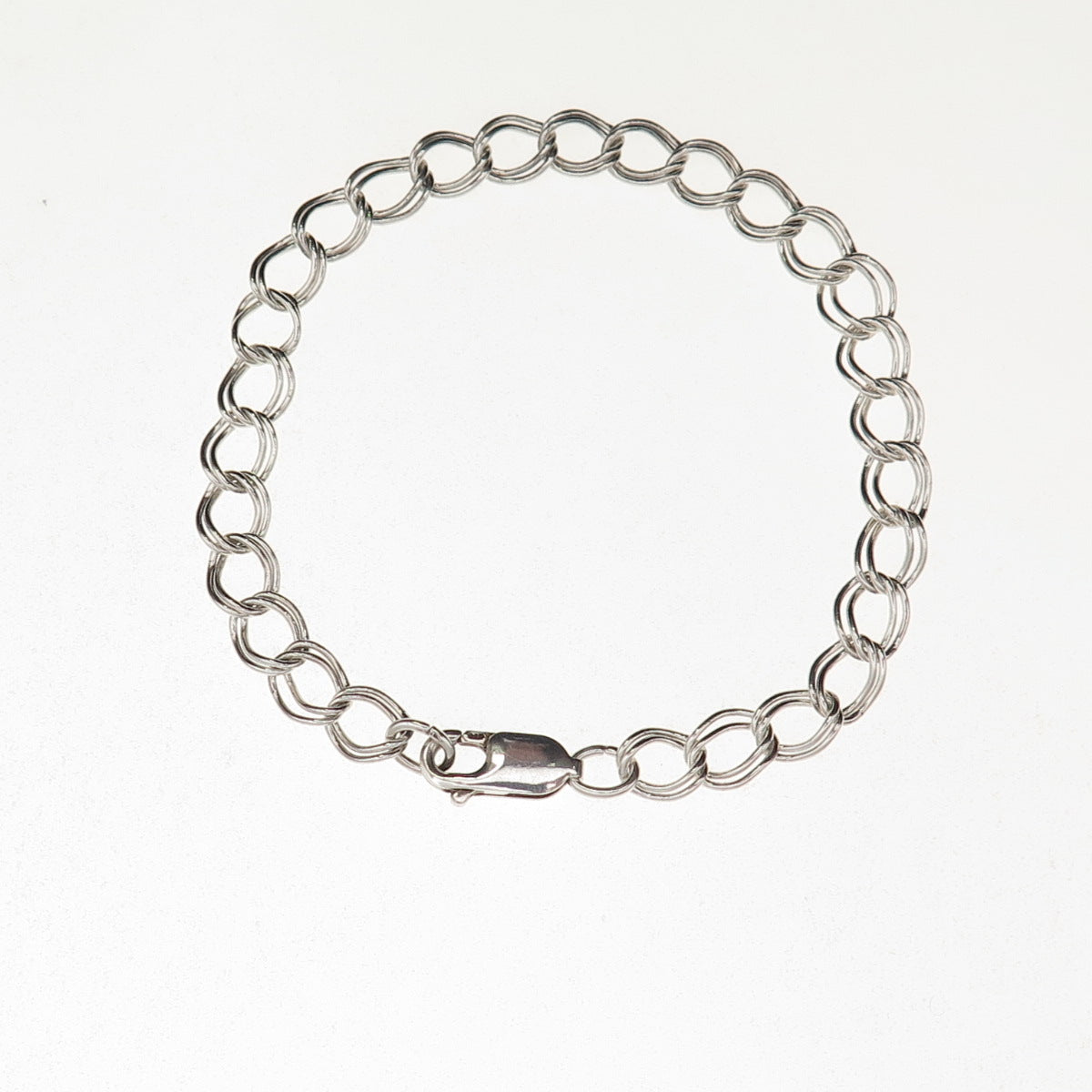 925 Sterling Silver Vintage Double Curb Link Bracelet 7.25"