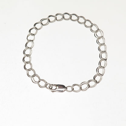 925 Sterling Silver Vintage Double Curb Link Bracelet 7.25"