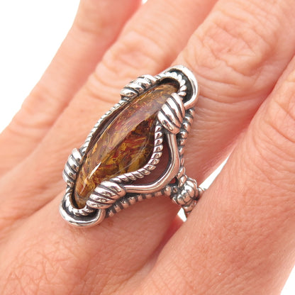 Carolyn Pollack 925 Sterling Silver Vintage Real Jasper Oxidized Ring Size 8