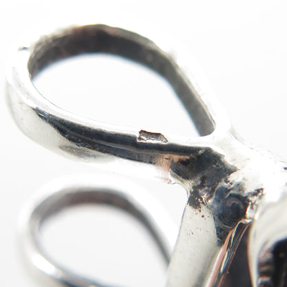 925 Sterling Silver Vintage Modernist Heart Oxidized Slide Pendant